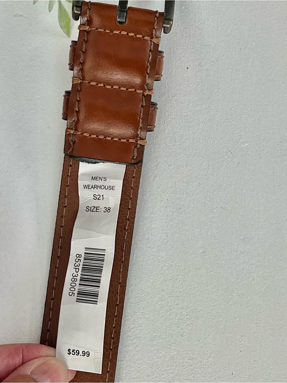 NWT Joseph Abboud Brown Genuine Leather Dress Belt Handcrafted in Italy Size 38